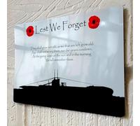 ShopQuality4U Submariners Military Poppy Lest We Forget Printed on Glossy Metal Aluminium Plaque, Various Size