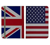 ShopQuality4U Union Jack & USA Flag Leather Passport Holder - for Men & Women - British Full Printed Passport Cover Case Passport Wallet