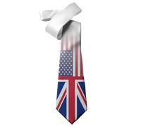 ShopQuality4U Union Jack & USA Flag Mens Printed Neck Tie - Silk/Polyester - Great Gift - Half Tie Print