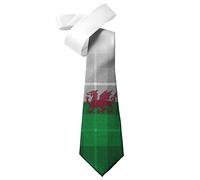 ShopQuality4U Welsh Flag Tartan Squares design Mens Printed Neck Tie - Polyester - Great Gift - Half Tie Print