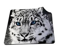 ShopQuality4U White Snow Leopard - Blue Eyes soft 5mm Rubber PC Mouse Pad Mat - For Gaming Home or Office