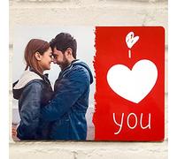 ShopQuality4U Your Picture I Love You Big Love Heart Personalised Printed Metal Signs, Custom Photo, Custom Text Birthday Present, Gift