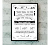 Shopsharks Funny Bathroom Wall Art Print | Toilet Rules Poster for Bathroom Decor | Restroom Wall Art Unframed | Available in 9 Colours and Multiple Sizes | 200gsm Lustre Photo Paper