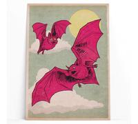 Shopsharks Retro Bat Poster - Vintage Halloween Wall Art Print - Gothic Animal Artwork for Living Room, Bedroom or Office Decor - Sizes A5 to A2 - Printed on Lustre Paper