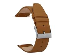 Shoptictoc Quick Release Leather Watch Band for Skagen - Tan - Slim Replacement Watch Strap for Skagen Smart Watch Bands and Classic Watches - Silver Buckle - 18mm