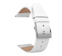 Shoptictoc Quick Release Leather Watch Band for Skagen - White - Slim Replacement Watch Strap for Skagen Smart Watch Bands and Classic Watches - Silver Buckle - 20mm