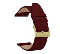 Shoptictoc Quick Release Womens Leather Watch Band for Skagen - Burgundy - Slim Replacement Watch Strap for Skagen Smart Watch Bands and Classic Watches - Gold Buckle - 16mm
