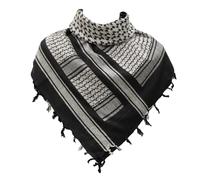 SHOPUKASA Cotton Shemagh Tactical Military Scarf Palestine Scarf Keffiyeh Head Neck Wrap for Men & Women + Paper Bag (Black - W)