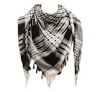 SHOPUKASA Cotton Shemagh Tactical Military Scarf Palestine Scarf Keffiyeh Head Neck Wrap gifts for Men & Women + Paper Bag (Black-White)