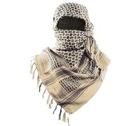 SHOPUKASA Cotton Shemagh Tactical Military Scarf Palestine Scarf Keffiyeh Head Neck Wrap gifts for Men & Women + Paper Bag (Beige)