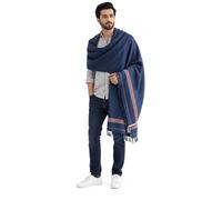 SHOPUKASA Men's Shawl Lightweight Summer Scarf - Cashmere Feel Shemagh Keffiyeh Wrap, Soft Breathable Cotton Blend Scarves for Men, All Season Festival Travel Beach Scarf, Generous 70×34" Gift (Blue)