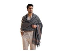 SHOPUKASA Men's Shawl Lightweight Summer Scarf - Cashmere Feel Shemagh Keffiyeh Wrap, Soft Breathable Cotton Blend Scarves for Men, All Season Festival Travel Beach Scarf, Generous 70×34" Gift (Grey)