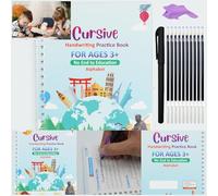 SHOPVILLA Cursive Handwriting Practice Books, Magic Book for Kids, Sank Magic Practice Copybook, General Knowledge Book for Pre-Schoolers with Pen, Magic Calligraphy Copybook Set Writing Tool for Kids
