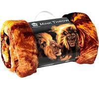 SHOPYLISTIC LUXURY 3D FAUX FUR SOFA BED THROWS/BLANKET ANIMAL PATTERN THROWS DOUBLE KING SIZE (Double Lion, King (200 x 240) CM)