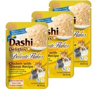 SHOPZO Dashi Delights Wet Cat Food Flakes Chicken and Cheese 40g, [Pack of 3], No added sugar, No artificial preservatives, No artificial colours, High in moisture