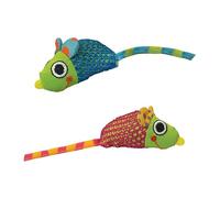 SHOPZO Mice Dental Chew Catnip Cat Toy 2 Pack, Suitable for all cats, Helps clean teeth, Toss & bat, Promotes positive chewing, Contains catnip, Dimensions :2 Pack: H1.27 x W2.86 x D12.07cm