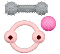 SHOPZO Puppy Rubber Toy 3pk - Pink - Let Your Dog Have Hours of Energetic Fun - Great for Releasing Energy and Develops Dental Health