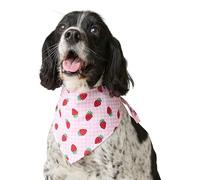 SHOPZO Strawberry Picnic Dog Bandana Pink Medium/Large, Machine washable, Adjustable, Stylish, Coordinating collection, Approximate Dimensions (Product) Medium/Large: H33 x W18 x D0.3cm