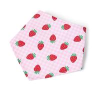 SHOPZO Strawberry Picnic Dog Bandana Pink X Small/Small, Machine washable, Adjustable, Stylish, Coordinating collection, Approximate Dimensions (Product) X Small/Small: H28 x W13 x D0.3cm