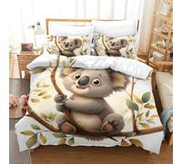 ShoraSlvan Koala 3D Printed Quilt Cover 3 Pieces Bedding Set Soft Easy Care with Zipper Closure，Pillowcases for Kids Girls Boys Adults Bedroom Double（200x200cm）
