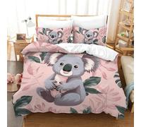 ShoraSlvan Koala 3D Printed Quilt Cover 3 Pieces Bedding Soft Microfiber with Zipper Closure，Pillowcases for Teens And Adults Double（200x200cm）