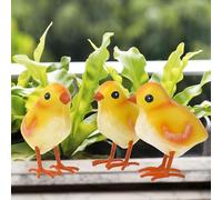 Shorayn Rooster Decor Metal Chicken Yard Art Garden Chick Statues Outdoor Figurines Easter Decoration,Set of 3
