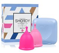 SHORDY Menstrual Cup Set - Small & Large Pink Kit for Changing Cycles | 12Hr Leak-Free Comfort, Modern Alternative To Pads Tampons, Easy Insertion For Beginners To Heavy Flow, Active Sports, 2-Pack