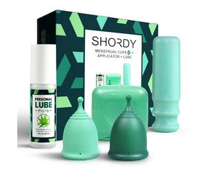 SHORDY Menstrual Cups with Applicator - Small & Large Period Cup Bundle | Beginner Friendly Insertion Tool, 12-Hr Leak-Free Comfort For Heavy & Light Flow, Safer Alternative To Pads Disc & Tampon