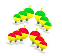 Shore and Rock Fishing Float Set, 12 Piece Weighted EVA Bobber Assortment with Three Diameter Options and Bright Two Color Mix for Setup Planning Round Fishing Bobber Set for Saltwater and Freshwater