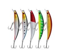 Shore Casting Fishing Baits 5 Piece Short Lip Minnow Lure Set 88Mm ABS Hard Lures with 3D Eyes and 2 Treble Hooks for Shallow Water Reservoir Use Artificial Minnow Lure Hard Jerk Fish Shoreline Stream