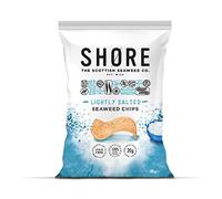 SHORE Lightly Salted Seaweed Chips | Vegan crisps | 12 x 80g share bags | Lower in calories, Plant-based, High in Fibre