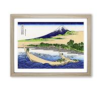 Shore Of Tago Bay Ejiri At Tokaido By Katsushika Hokusai Asian Japanese Framed Wall Art Print, Ready to Hang Picture for Living Room Bedroom Home Office Décor, Oak A4 (34 x 25 cm)