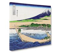 Shore of Tago Bay Ejiri at Tokaido by Katsushika Hokusai Canvas Print | Gallery Wrapped 30mm Frame Wall Art | 14x14 inches | Ready to Hang | Asian Picture | Living Room Bedroom Lounge Office