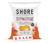 Shore Seaweed Sweet Sriracha Chilli Chips,(Pack of 6 x 25g) - Vegan, Plant-based crisps - Low Calorie Snacks, Low Fat, Source of Fibre