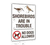 Shorebirds are in Trouble No Dogs Allowed Sign Signs Outdoor, Uv Printed Aluminum 12 X 8 in, Weatherproof and Security Signs for Home Or Business