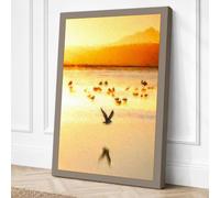 Shorebirds at Golden Hour Canvas Wall Art Print 24x16 Inch