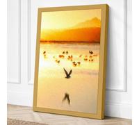 Shorebirds at Golden Hour Canvas Wall Art Print 24x16 Inch