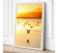 Shorebirds at Golden Hour Canvas Wall Art Print 24x16 Inch