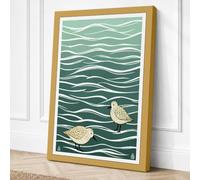 Shorebirds at Rest Coastal Canvas Wall Art Print 24x16 Inch