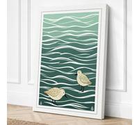 Shorebirds at Rest Coastal Canvas Wall Art Print 24x16 Inch
