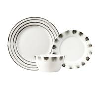 'Shoreditch' Dinner Set Porcelain 12pc Dishwasher Safe Plate Bowl Dish Carnaby White 12 Pack