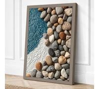 Shoreline Stones Coastal Canvas Wall Art Print 18x12 Inch (46 x 30 cm)