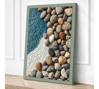 Shoreline Stones Coastal Canvas Wall Art Print 18x12 Inch (46 x 30 cm)