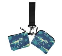 Shores Ceratosaurus Blu Ray Blue Women's Coin Pouches Card Holder Thin Flat Zipper Purse Wallet with Zipper Pocket for Daily Use 2 Pcs