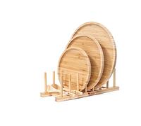 Shores Kitchenware Bamboo Plate/Lid Rack Holder Organizer (7 Slots)