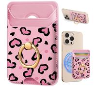 Shorogyt Compatible with Magsafe Wallet Magnetic Card Holder - Phone Wallets with Ring Stand Cute Fashion for iPhone 16/15/14/13/12 Series for Women Girls Heart Row Design, Fit 3 Cards