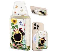 Shorogyt Compatible with Magsafe Wallet with Ring Stand Grip - Cute Magnetic Phone Wallets Card Holder for iPhone 17/16/15/14/13/12 Series for Women Girls, Fit 7 Cards, Black Cat, Black Cat