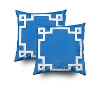 Shorping Zippered Pillow Covers Pillowcases 18X18Inch 2 Pack Cheerful Blue Greek Key Decorative Throw Pillow Cover Pillow Cases Cushion Cover for Home Sofa Bedding