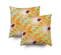 Shorping Zippered Pillow Covers Pillowcases 18X18Inch 2 Pack Daisies Art Cushion and Decorative Throw Pillow Cover Pillow Cases Cushion Cover for Home Sofa Bedding