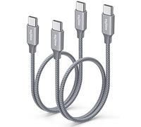 Short 60cm USB C to USB C Cable [2FT, 2Pack] PD 60W Type C Charger Cable Fast Charging for IPhone 16 Pro Max/15 Plus/16E/SE4, Charging Lead for iPad Pro 10/11th, Pixel 9/8/7, Galaxy Z Flip 6/5/4